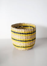 Load image into Gallery viewer, Set of 5 Striped Yellow Black Woven Seagrass Baskets