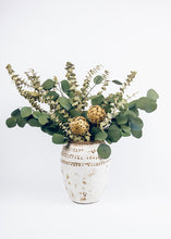 Load image into Gallery viewer, Cream Distressed Terracotta Floral Vase - 9.25" Tall