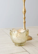 Load image into Gallery viewer, Gold Glass Candle Holder - 2.5" Tall x 2.75" Wide