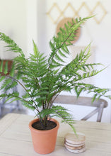 Load image into Gallery viewer, Fake Fern Plant in Terracotta Orange Pot - 26"