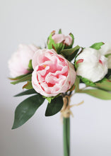 Load image into Gallery viewer, Pink and White Real Touch Peony Flowers Bundle