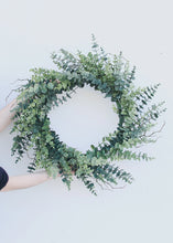 Load image into Gallery viewer, Large Outdoor Plastic Eucalyptus Leaf Wreath - 26"