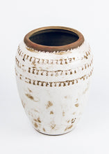 Load image into Gallery viewer, Cream Distressed Terracotta Floral Vase - 9.25" Tall