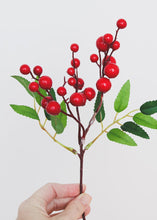 Load image into Gallery viewer, Artificial Holiday Berries in Red - 13"