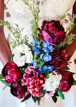 Load image into Gallery viewer, Faux Peony Flower in Burgundy - 30.5" Tall