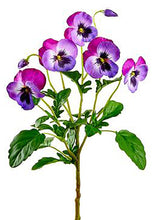 Load image into Gallery viewer, Purple and Violet Fake Pansy Flowers - 15"