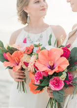 Load image into Gallery viewer, Silk Flowers Hibiscus Spray in Orange Coral - 26.5" Tall
