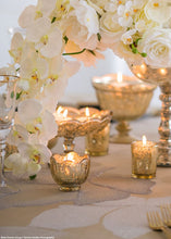 Load image into Gallery viewer, Gold Glass Candle Holder - 2.5" Tall x 2.75" Wide