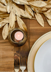 Artificial Bay Leaf Spray in Metallic Gold - 19" Tall