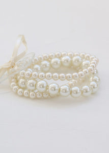 Ivory Bubble Pearl Beaded Corsage Wristlet - 1" Wide