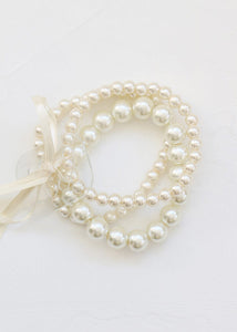 Ivory Bubble Pearl Beaded Corsage Wristlet - 1" Wide