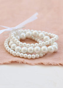 White Bubble Pearl Beaded Corsage Wristlet - 1" Wide