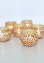 Load image into Gallery viewer, Rose Gold Mercury Glass Candle Holder - 2&quot; Tall x 2.75&quot; Wide
