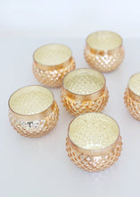 Load image into Gallery viewer, Rose Gold Mercury Glass Candle Holder - 2&quot; Tall x 2.75&quot; Wide
