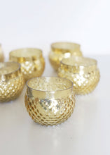 Load image into Gallery viewer, Round Mercury Glass Votive in Gold - 2" Tall x 2.75" Wide
