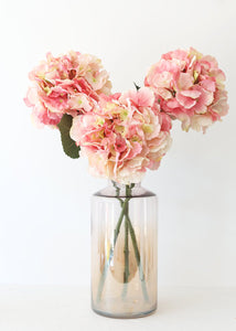 Large Fake Hydrangea Flower in Pink Cream - 8.5" Bloom