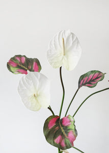 Cream White Large Anthurium Artificial Flower - 27"