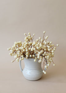 Fake Christmas Berries Pick in Cream Beige - 9"