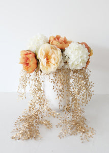 Gold Fake Holiday Mini Boxwood Hanging Bush - 24"