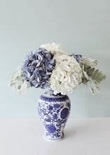 Load image into Gallery viewer, Ceramic Ginger Jar Vase in Blue and White - 10.5&quot; Tall
