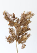 Load image into Gallery viewer, Faux Glittered Gold Pine Branch with Pine Cones- 28&quot;

