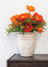 Load image into Gallery viewer, Cream Distressed Terracotta Floral Vase - 9.25&quot; Tall
