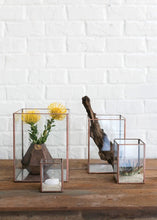 Load image into Gallery viewer, Copper Metal &amp; Glass Votive Holder
