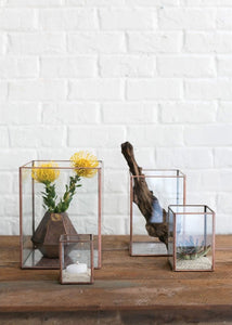 Copper Metal & Glass Votive Holder