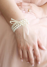 Load image into Gallery viewer, Ivory Pearl Bead Corsage Wristlet - 1&quot; Wide
