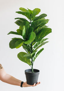 Fake Fiddle Leaf Fig Tree Floor Plant in Pot - 31.5" Tall