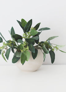 Artificial Seeded Eucalyptus Spray in Green Burgundy - 19" Tall