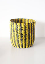 Load image into Gallery viewer, Set of 5 Striped Yellow Black Woven Seagrass Baskets
