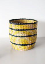 Load image into Gallery viewer, Set of 5 Striped Yellow Black Woven Seagrass Baskets
