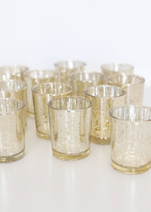 Gold Mercury Glass Votive Candle Holder - David Tutera -2.5" Tall