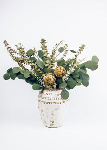 Cream Distressed Terracotta Floral Vase - 9.25" Tall