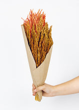 Load image into Gallery viewer, Dried Grass Bouquet in Warm Orange Yellow - 20&quot; Tall
