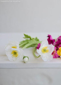 Faux Poppy Flowers in White