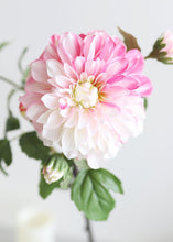 Load image into Gallery viewer, Fuchsia Pink and White Artificial Dahlia Flower
