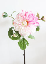 Load image into Gallery viewer, Fuchsia Pink and White Artificial Dahlia Flower
