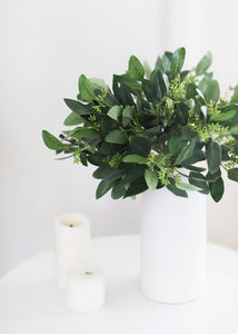 Artificial Seeded Eucalyptus Spray in Green Burgundy - 19" Tall