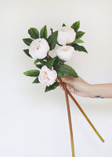 Load image into Gallery viewer, Blush Pink Silk Peony Flower Spray - 22&quot;
