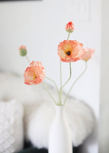 Coral Fake Poppy Flowers