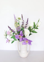 Load image into Gallery viewer, Cream Purple Vase Ready Flower Bundle 17&quot;
