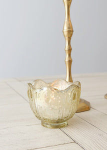 Gold Glass Candle Holder - 2.5" Tall x 2.75" Wide