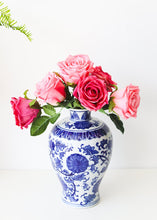 Load image into Gallery viewer, Ceramic Ginger Jar Vase in Blue and White - 10.5&quot; Tall
