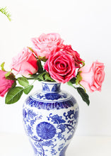 Load image into Gallery viewer, Ceramic Ginger Jar Vase in Blue and White - 10.5&quot; Tall
