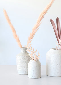 Distressed White Ceramic Hari Vase - 6.25" Tall