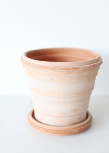 Antique Pink Terracotta Pot and Saucer - 6" Tall x 6.25" Wide with Drainage
