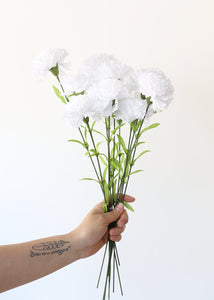 Carnation Silk Flower in White - 17"