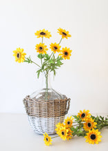 Load image into Gallery viewer, Clear Glass Bottle in Wicker Basket with Handles - 11.25&quot; Tall
